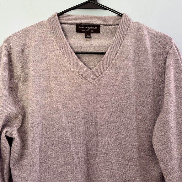 Banana Republic Merino Wool Mens Size Medium V-Neck Pullover Classiccore Gray - Picture 4 of 5